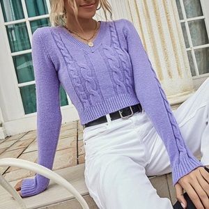 purple knitted crop top